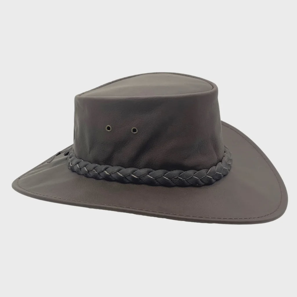 OUTBACK SURVIVAL GEAR - KANGAROO LEATHER HATS - BROWN-K1006