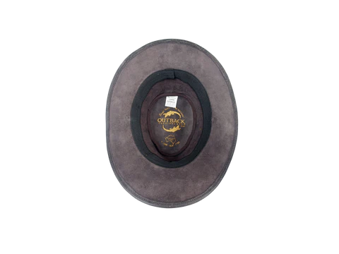 Aussie Leather Hat Outback Survival Gear "Maverick Crusher" in Coffee Rock H4001