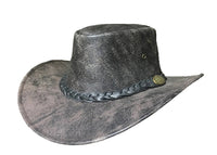 Aussie Leather Hat Outback Survival Gear "Maverick Crusher" in Coffee Rock H4001