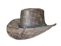 Aussie Leather Hat Outback Survival Gear "Maverick Crusher" in Coffee Rock H4002