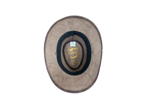 Aussie Leather Hat Outback Survival Gear "Maverick Crusher" in Coffee Rock H4002