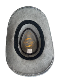 Aussie Leather Hat Outback Survival Gear "Maverick Crusher" in Stonewash grey H4005