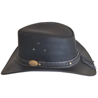 Aussie Leather Hat Outback Survival Gear "Outback Buffalo" in Black H3002