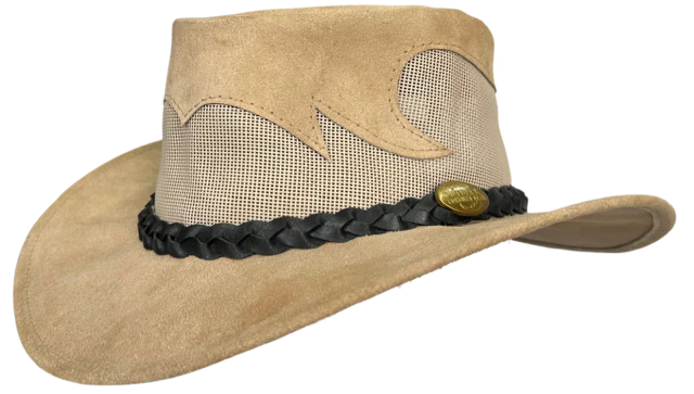 Australian Country Outfitters Aussie Leather Hat "Summer Breeze" by Outback Survival Gear in Bone S1004