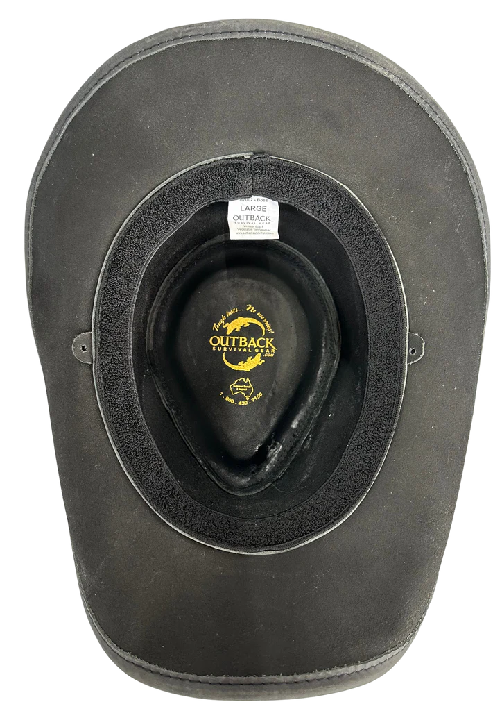 Aussie Leather Hat by Outback Survival Gear "Broken Hill" Distressed Black H9002