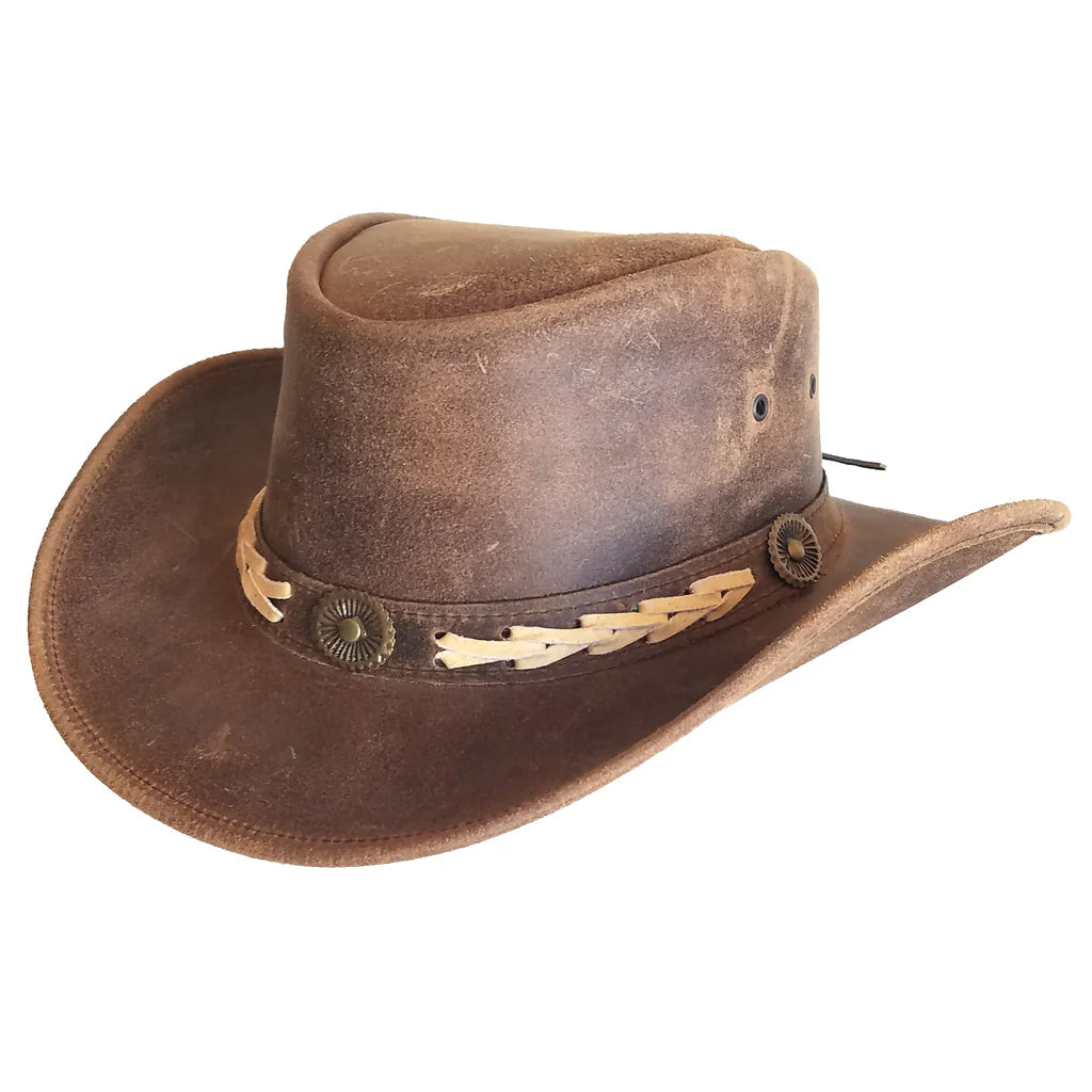 Aussie Leather Hat by Outback Survival Gear "Broken Hill" Distressed brown H9001
