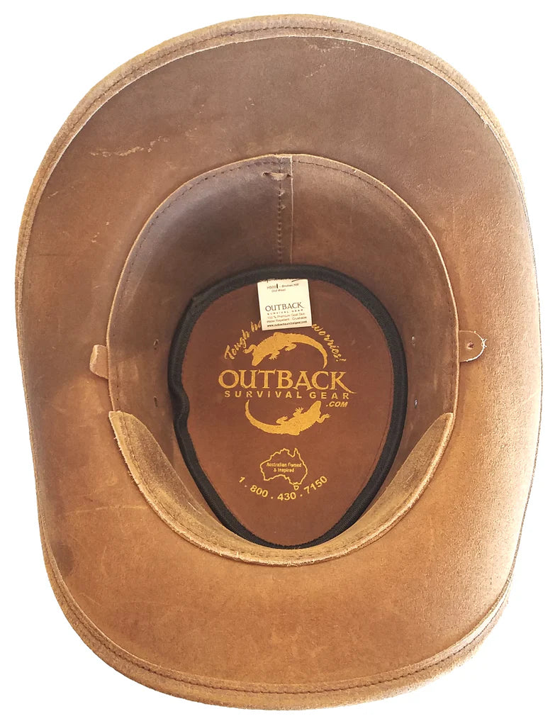 Aussie Leather Hat by Outback Survival Gear "Broken Hill" Distressed brown H9001