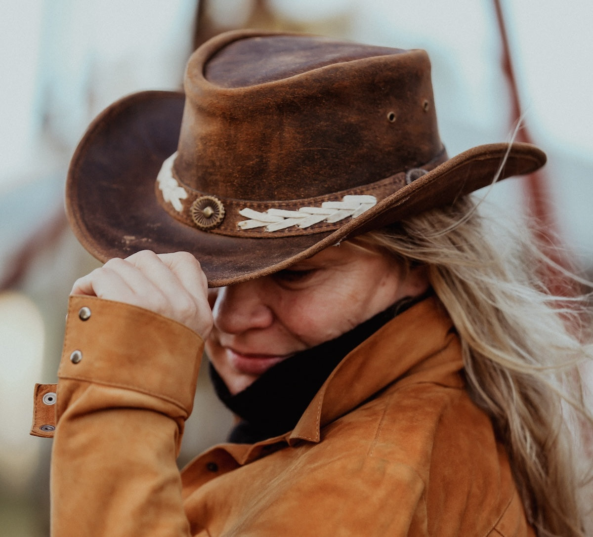 Aussie Leather Hat by Outback Survival Gear "Broken Hill" Distressed brown H9001