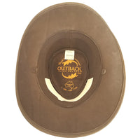 Aussie Leather Hat by Outback Survival Gear "Buffalo Bill" Buckskin Brown H9101
