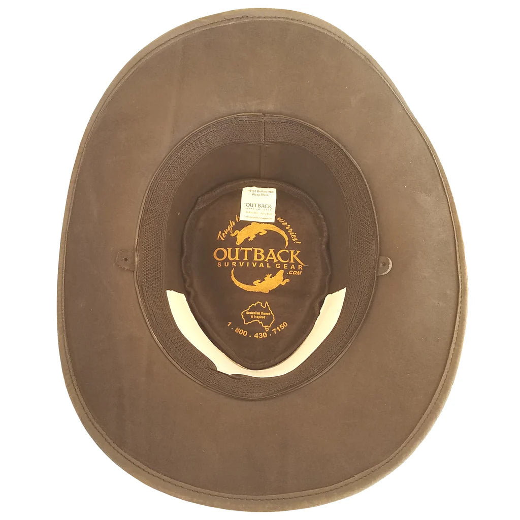 Aussie Leather Hat by Outback Survival Gear "Buffalo Bill" Buckskin Brown H9101