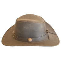 Aussie Leather Hat by Outback Survival Gear "Buffalo Bill" Buckskin Brown H9101