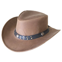 Aussie Leather Hat by Outback Survival Gear "Buffalo Bill" Buckskin Brown H9101