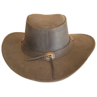 Aussie Leather Hat by Outback Survival Gear "Buffalo Bill" Buckskin Brown H9101