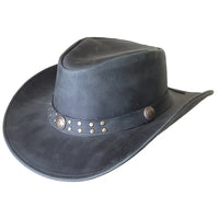 Aussie Leather Hat by Outback Survival Gear "Buffalo Bill" Old West Black H9102