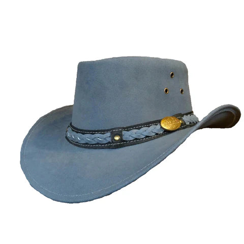 Aussie Leather Hat by Outback Survival Gear "Outback Buffalo" in Teal Grey H3004