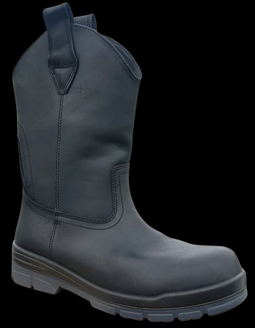 Aussie Tall Wrangler Leather Boots Soft Toe Waterproof - Black