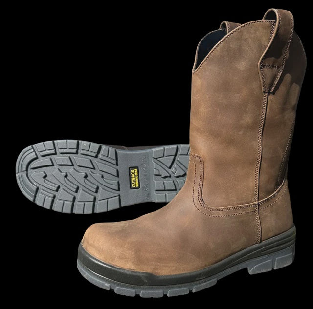 Aussie Tall Wrangler Leather Boots Soft Toe Waterproof- Brown
