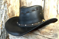 Aussie Leather Hat by Outback Survival Gear "Rancher" Black H5002