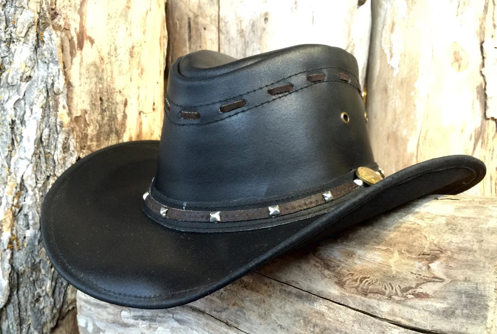 Aussie Leather Hat by Outback Survival Gear "Rancher" Black H5002