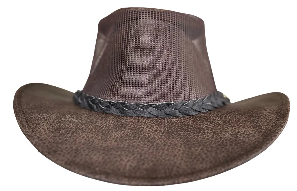 Aussie Leather Hat The Maverick Cooler in Hickory Stone H4202|Outback Survival Gear