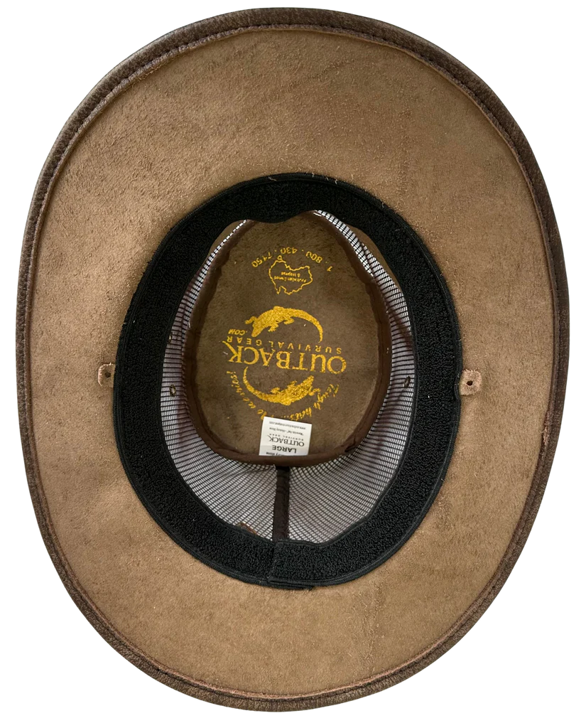 Aussie Leather Hat The Maverick Cooler in Hickory Stone H4202|Outback Survival Gear