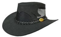 Australian Country Outfitters Aussie Leather Hat "Summer Breeze" in Black by Outback Survival Gear S1003