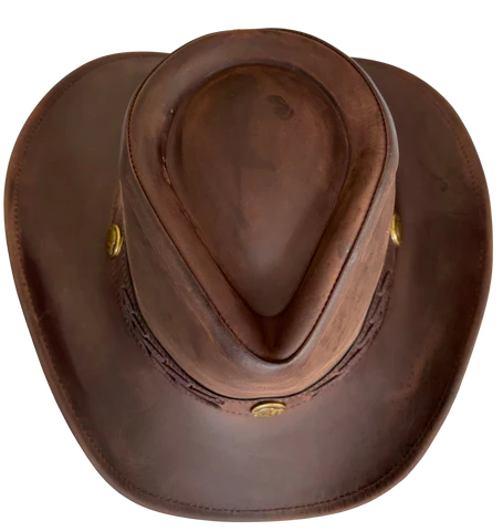 Aussie Leather Hat by Outback Survival Gear "Boss Hat" Brown H7001