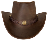 Aussie Leather Hat by Outback Survival Gear "Boss Hat" Brown H7001