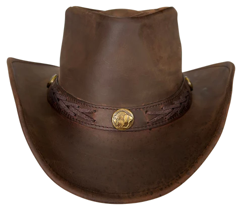 Aussie Leather Hat by Outback Survival Gear "Boss Hat" Brown H7001