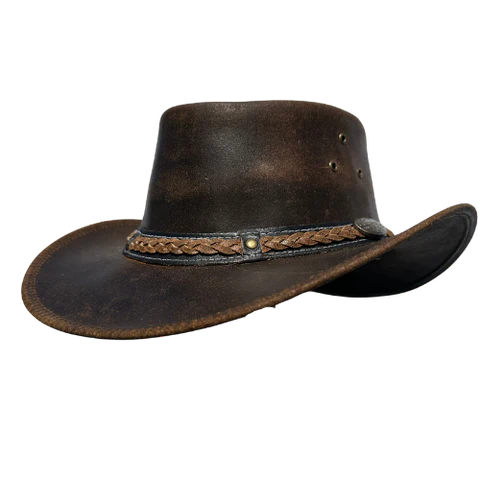 Aussie Leather Hat by Outback Survival Gear "Outback Buffalo" in Honey Brown H3005