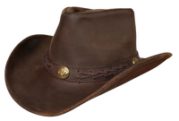 Aussie Leather Hat by Outback Survival Gear "Boss Hat" Brown H7001