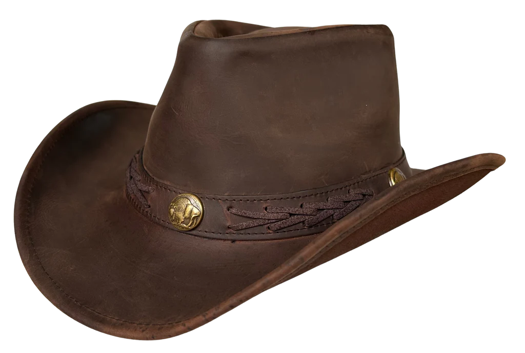Aussie Leather Hat by Outback Survival Gear "Boss Hat" Brown H7001