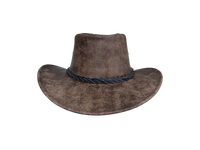 Aussie Leather Hat Outback Survival Gear "Maverick Crusher" in Coffee Rock H4002