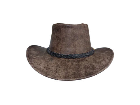 Aussie Leather Hat Outback Survival Gear "Maverick Crusher" in Coffee Rock H4002
