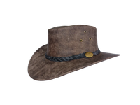 Aussie Leather Hat Outback Survival Gear "Maverick Crusher" in Coffee Rock H4002