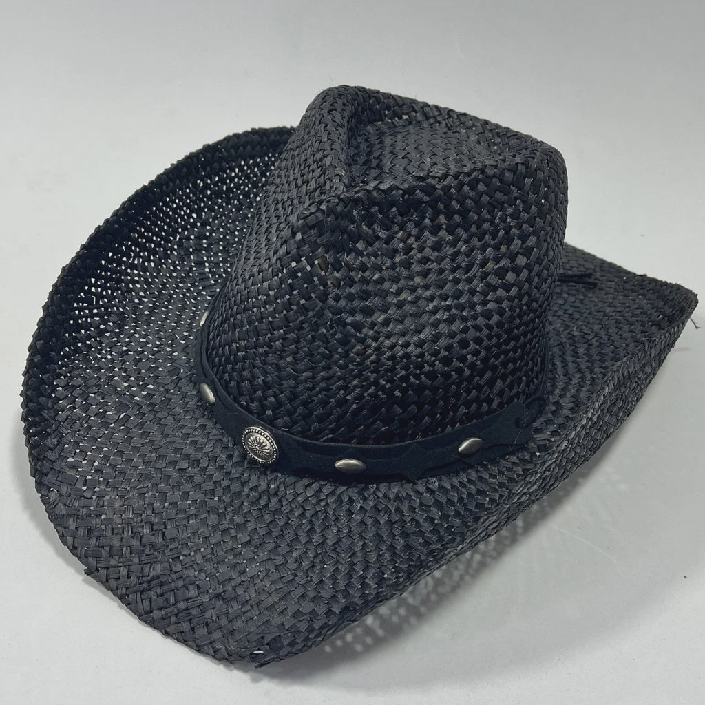 Bundaburg Rum Raffia Straw Hat- Black