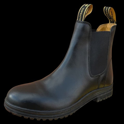 Outback Survival Gear - Black Leather DINGO Slip-On Boot - Black