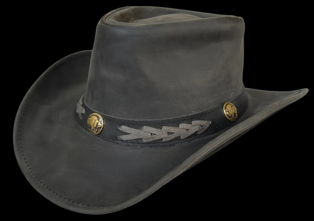 Outback Survival Gear- "Boss" Aussie Leather Hat Vintage Black- H7002