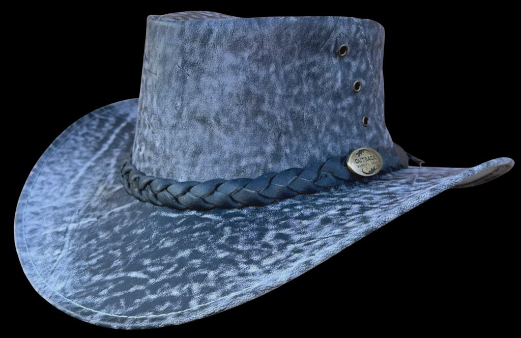 Outback Survival Gear - Kangaroo Leather Hats - Stonewash Grey K1004