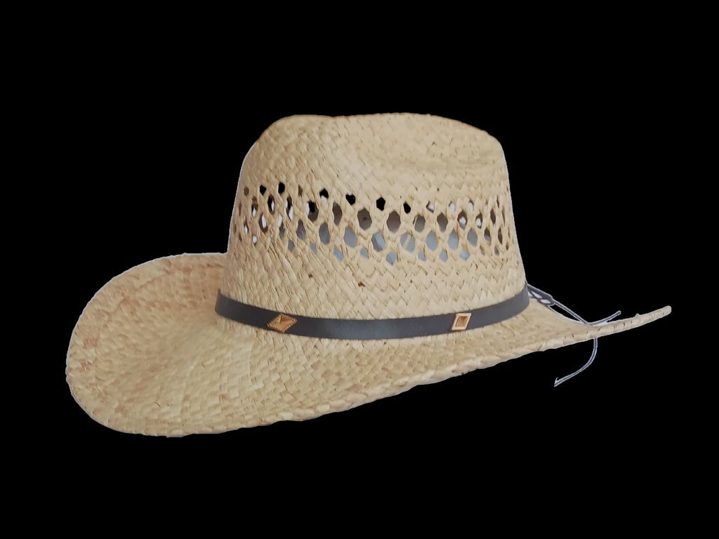Perth Country Raffia Straw hat -Diamond concho