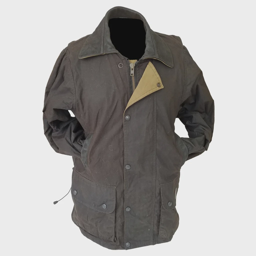Outback Survival Gear - Brumby Oilskin Jacket - Brown