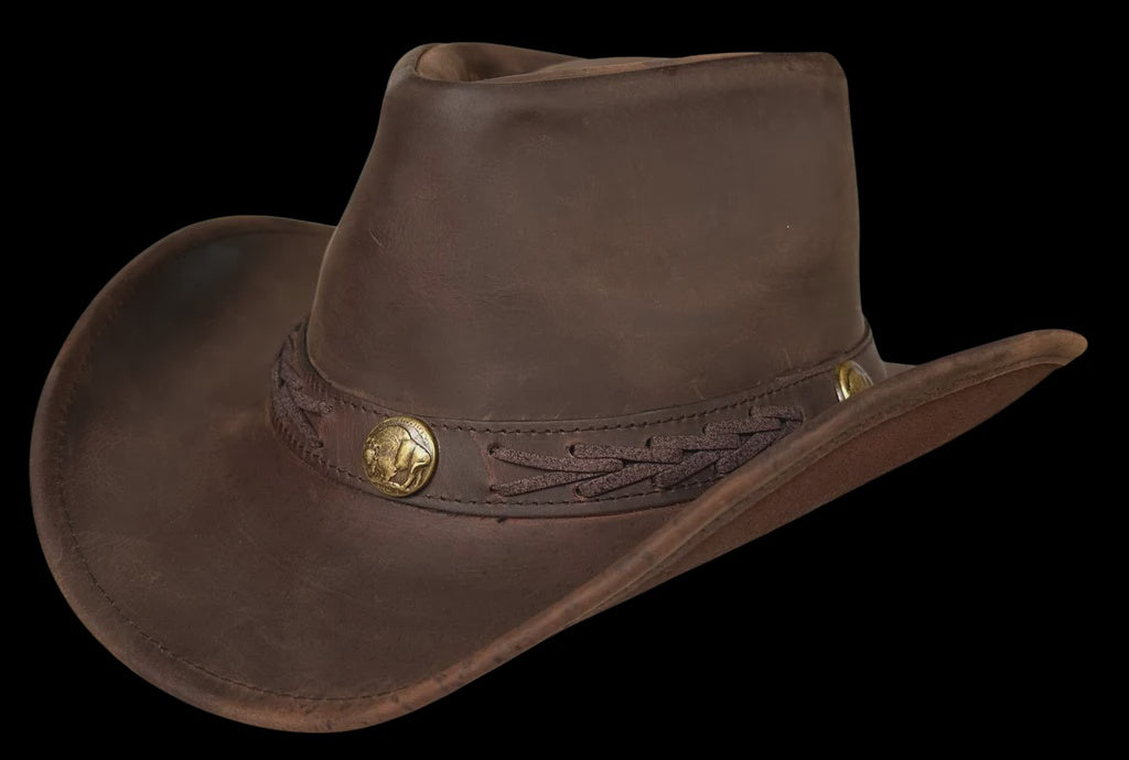 Outback Survival Gear- Boss Shapeable Leather Hat in Brown-H7001
